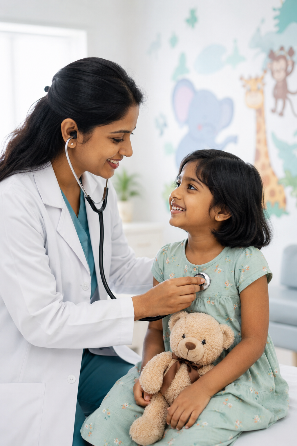 Pediatrician with child